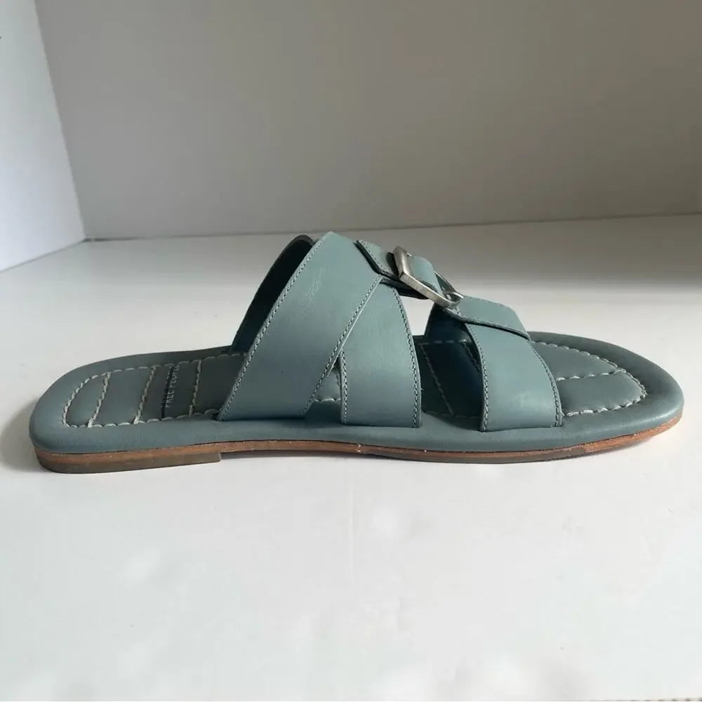 Free People Leather Buckle Sandal Sloan Stormy Sea